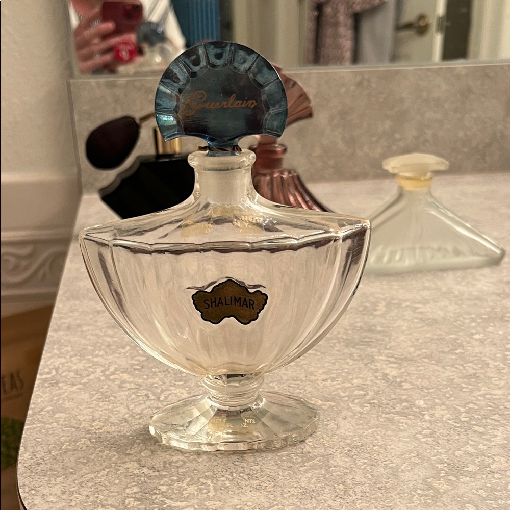 Guerlain Shalimar Clear Glass Bottle with Blue Cap